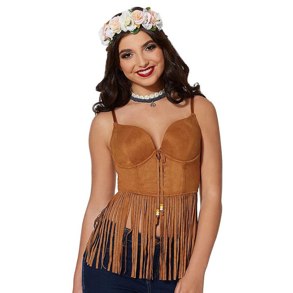 Brown Suede Fringe Top NWT